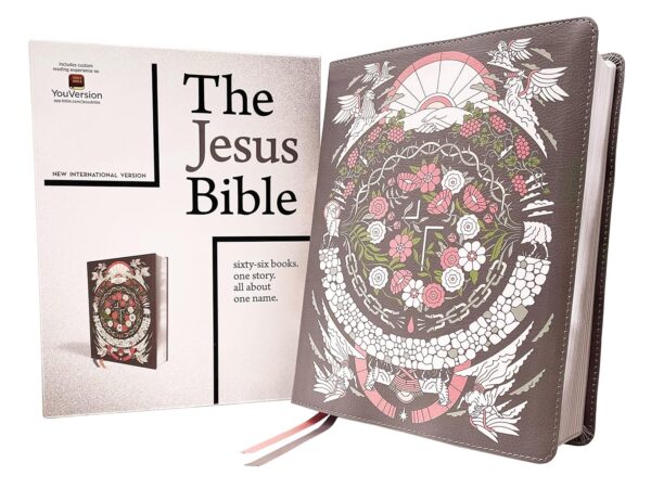 The Jesus Bible Artist Edition, NIV, Leathersoft, Gray Floral, Comfort Print: New International Version, Leather soft, Gray Floral, Artist Edition Imitation Leather